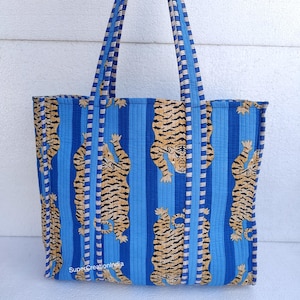 Tiger Print gesteppte Einkaufstasche, Tragetasche, Markttasche, Geschenke für sie, Damentasche