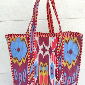 Handgemachte Baumwolltasche, Henkeltasche, große Einkaufstasche, gesteppte Tasche, Schultertasche