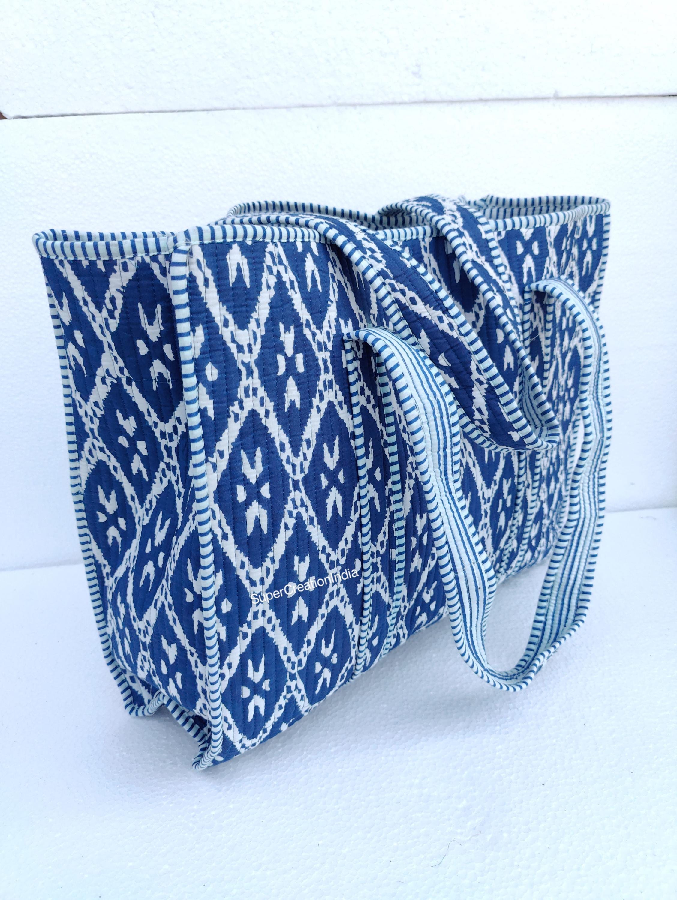 Quilted Tote Bag, Cotton Large Grocery Shopping Bag, Travel Bag, Gifts For Her