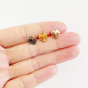 Plant Dosage | Hypoallergenic Tiny Dainty Monstera thai albo stud earrings | Gift for Plant Mama Daddy Parent | Nickel-free | Tarnish-free
