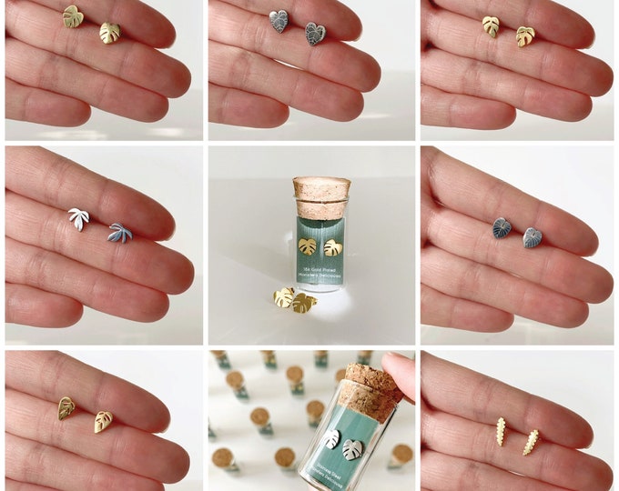 Tiny dainty Houseplant earring studs | Plant Dosage | Hypoallergenic | Gifts for Plant Mama Plant Daddy Plant Parent | Tarnish-Free| Present