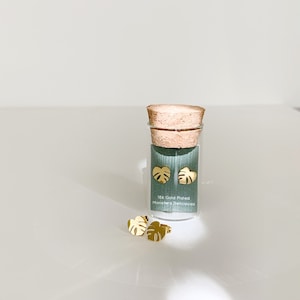 Hypoallergenic Tiny Dainty Monstera Deliciosa earring studs | Gift for Plant Mama Daddy Parent | Plant Dosage |Tarnish-free| Houseplant gift image 6