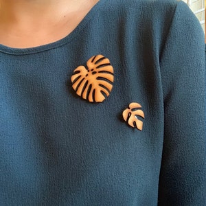 Monstera and Tetrasperma Handmade Pins