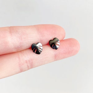 Hypoallergenic Tiny Dainty Monstera Deliciosa earring studs | Gift for Plant Mama Daddy Parent | Plant Dosage |Tarnish-free| Houseplant gift image 7