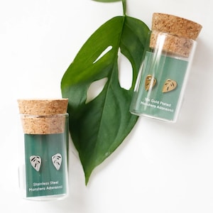 Plant Dosage | Hypoallergenic Tiny Dainty Monstera Adansonii earring studs | Gift for Plant Mama Daddy Parent
