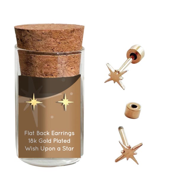Tiny Star Earring Studs | 18k Gold Plated Surgical Steel