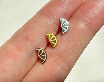 Lemon Slice Stud Earrings | 18k Gold Plated, Hypoallergenic