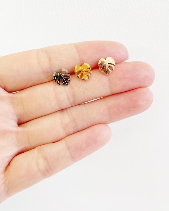 Monstera Leaf Stud Earrings | 18k Gold Plated, Plant Lover Gift