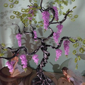 Lilac tree of Harmony and Peace,Beaded tree of life,Wire Sculpture,Home decor