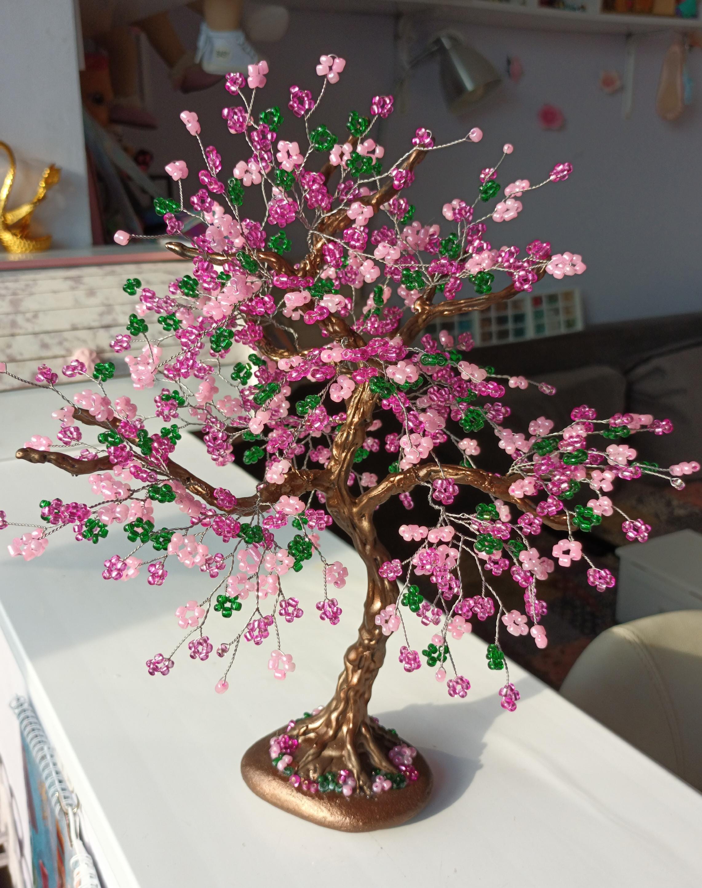 Blossom Japanese Cherry Tree,art Tree Sculpture,beaded Tree of