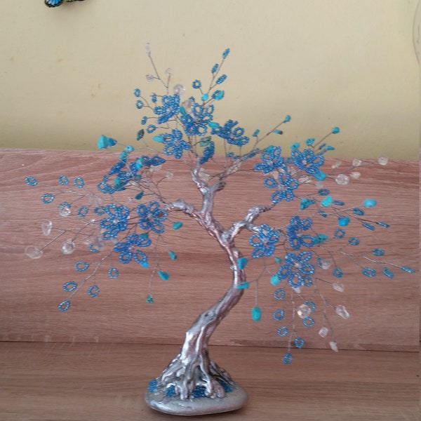 Edelstein Türkis Kunst Baum klarer Kristall Baum des Lebens Feng Shui Baum des Erfolgs und der Partnerschaft Geburtstagsgeschenk Hochzeitsgeschenk