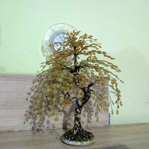 Citrine Tree of Success Bead Tree Golden Citrine Palm Wire Sculpture Anniversary Gift Birthday Gift Home Decor