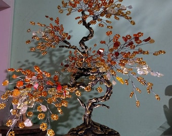 Edelsteen Levensboom Citrien Carneool Kristal Boom Bonsai Feng Shui Boom van Succes en Voorspoed Home Decor Anniversary Gift