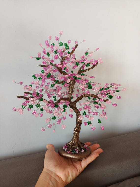 Blossom Japanese Cherry Tree,art Tree Sculpture,beaded Tree of