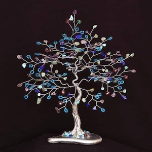 Gemstone Tree of Life,Feng Shui Harmony Success Tree,4 Gems Tree,Woman Gift,Man Gift ,Anniversary Gift,Home Decor,Wire Sculpture