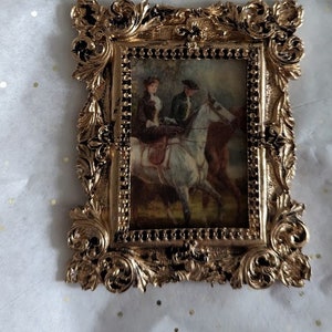 Couple On Horses Miniature Framed Art