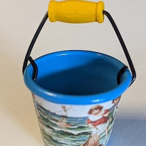 Miniature Seaside Sand Buckets - Miniature Beach Sign-Miniatures-Beach Bucket-Sand Pail-Beach Sign