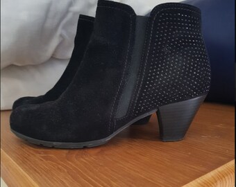 Women's shoes | Gabor | suede | zipped boots | black | embellished heel | size 5
