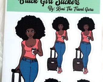 Stickers planificateur de voyage fille noire – Stickers afro-américains