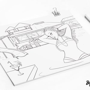 African American Digital Coloring Page, Black Girl Coloring Sheet