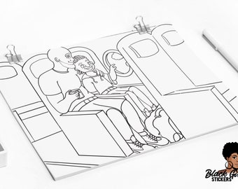 Black Family Digital Coloring Pages, Family Digital Coloring Pages, Kid Coloring Page