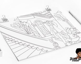 Black Girl Coloring Pages, African American Coloring Pages, Coloring Sheets, Anxiety Relief, Stress Relief Gift, Pioneer Gifts