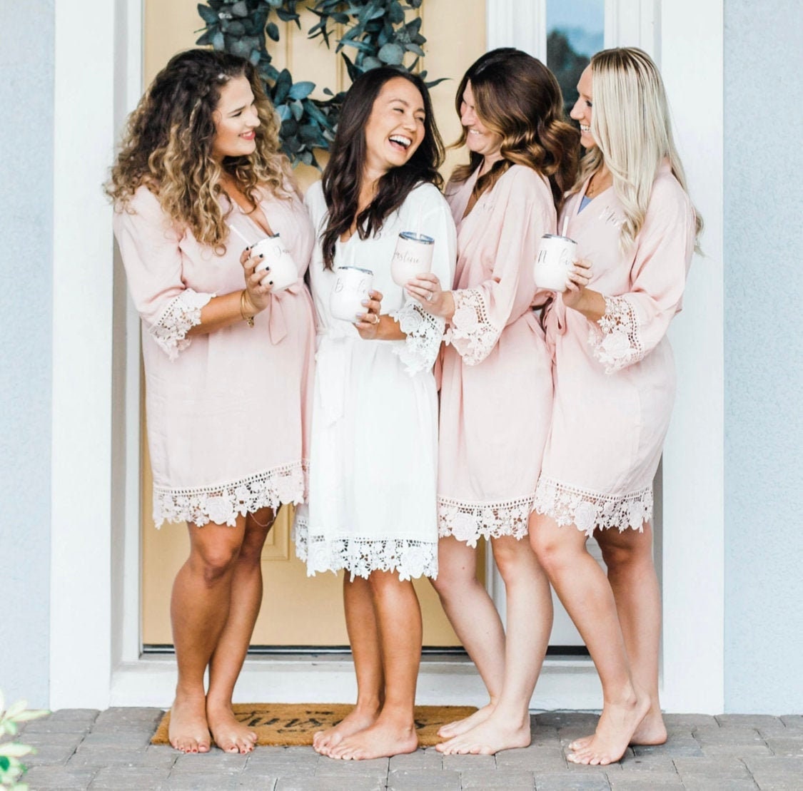 Bridesmaid Robes Cotton - Bridal Set of Robes - Wedding Robe - Kimono…