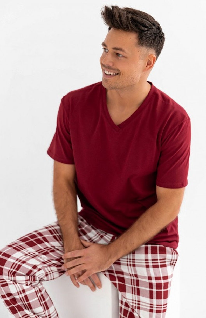 Burgundy Matching Pajamas For Couples image 2