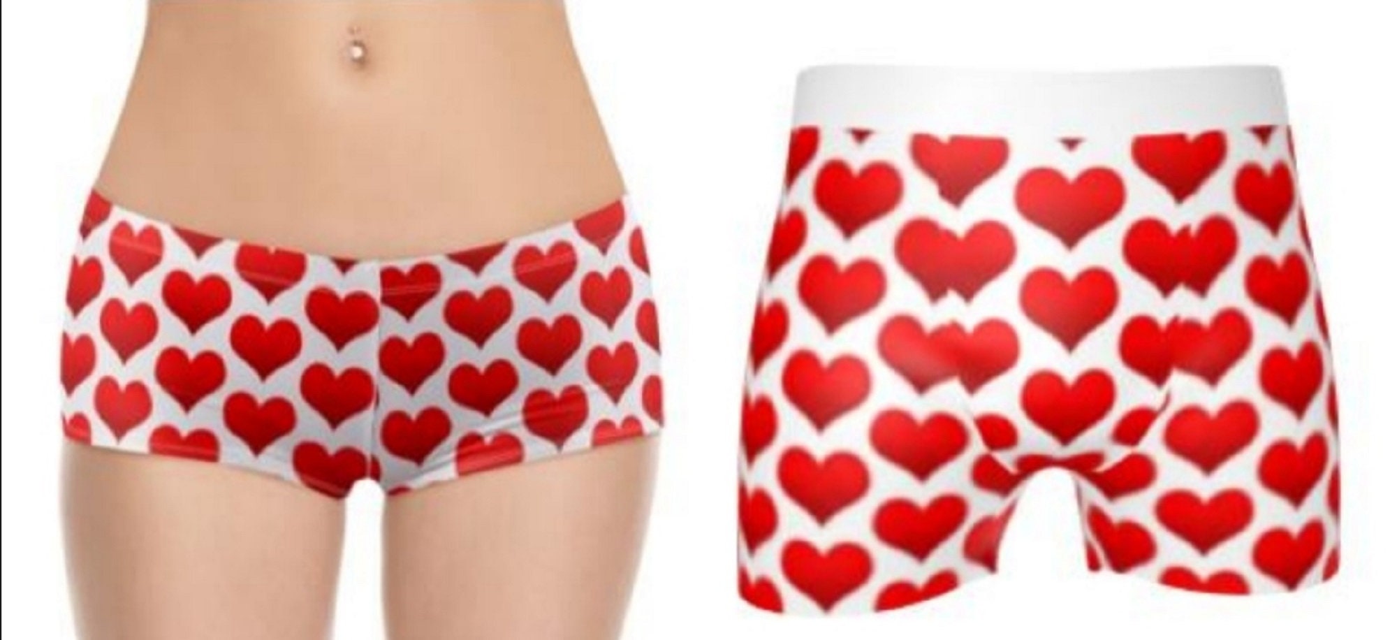 Red Hearts on White Matching Underwear Set for Couples -  Canada