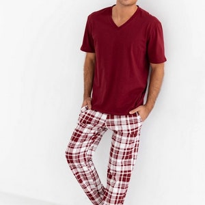 Burgundy Matching Pajamas For Couples image 3