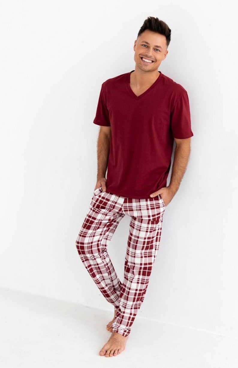 Burgundy Matching Pajamas For Couples image 3