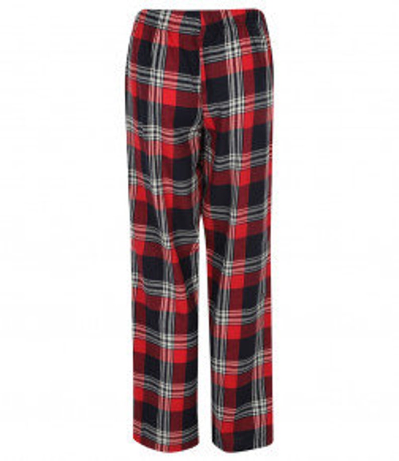 Men's PJ Pants & Women's PJ Shorts Matching Red Tartan Set for Couples