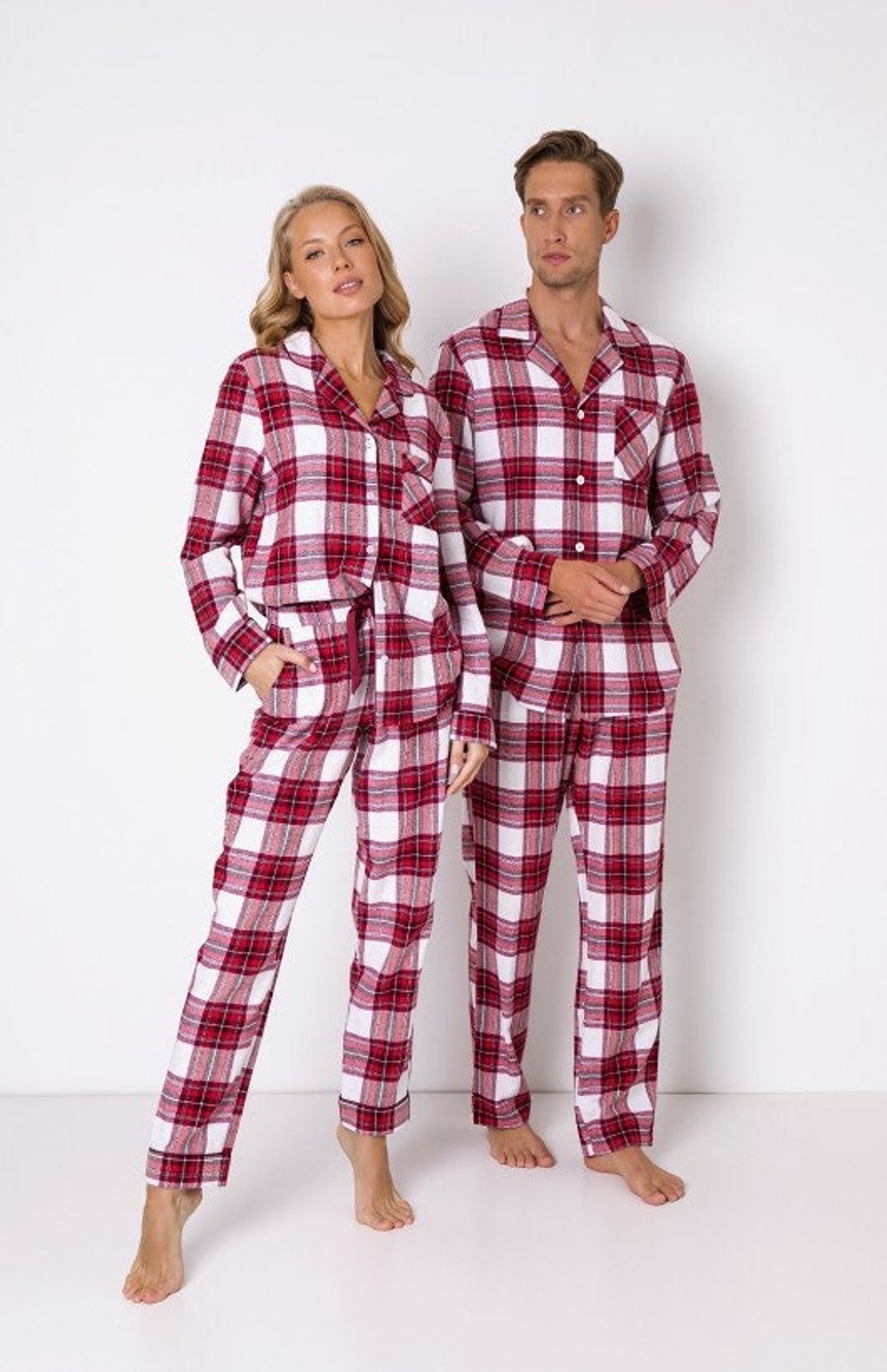Matching Checkered Pajamas for Couples Etsy UK