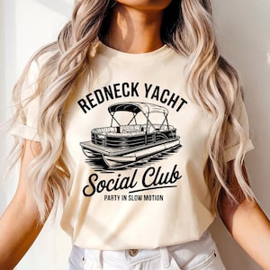 Club Náutico Redneck: Ropa divertida de verano, camiseta náutica unisex, regalo único para amantes de los barcos, estilo informal de verano, camiseta de música country