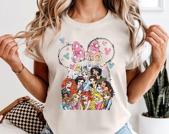 Princess Minnie Bow - Comfort Colors, Disney Princess shirt, Happiest Place on Earth, Disneyland Shirt, Disneyworld Trip, Disney Girls Trip