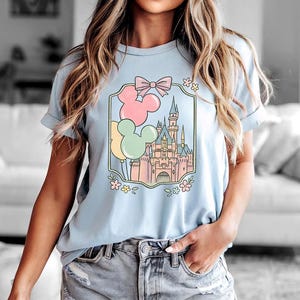 Balony Disney Castle Mouse – Bella Canvas, Koszulka Disney Castle, Wycieczka dla dziewczynek Disney, Magiczny, Najlepszy Dzień w Życiu, Ariel Kopciuszek Elsa zdjęcie 1