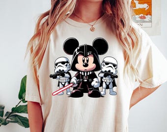 Mickey Darth Vader - Colores cómodos, camiseta de Mickey y sus amigos de Star Wars, camiseta de Disney World, camiseta retro de Star Wars, regalo vintage de Star Wars