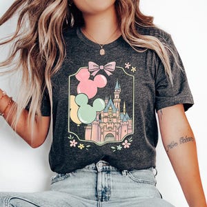 Balony Disney Castle Mouse – Bella Canvas, Koszulka Disney Castle, Wycieczka dla dziewczynek Disney, Magiczny, Najlepszy Dzień w Życiu, Ariel Kopciuszek Elsa zdjęcie 3