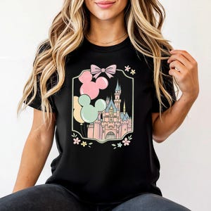 Balony Disney Castle Mouse – Bella Canvas, Koszulka Disney Castle, Wycieczka dla dziewczynek Disney, Magiczny, Najlepszy Dzień w Życiu, Ariel Kopciuszek Elsa zdjęcie 4