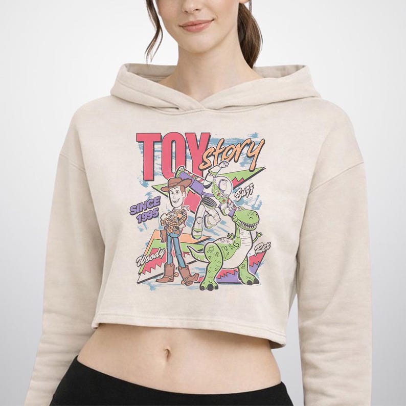 Retro Toy Story - Crop Hoodie, Toy Story T-shirt, Toy Story Land, Woody Buzz Jessie, Bullseye, Disney Matchande T-shirts bild 1