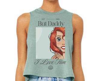 Pero papi / Ámalo (A) - Camiseta sin mangas corta estilo racerback, camiseta de sirena, camiseta de princesa Ariel de Disney, viaje de chicas Disney, camiseta de cumpleaños de Disney