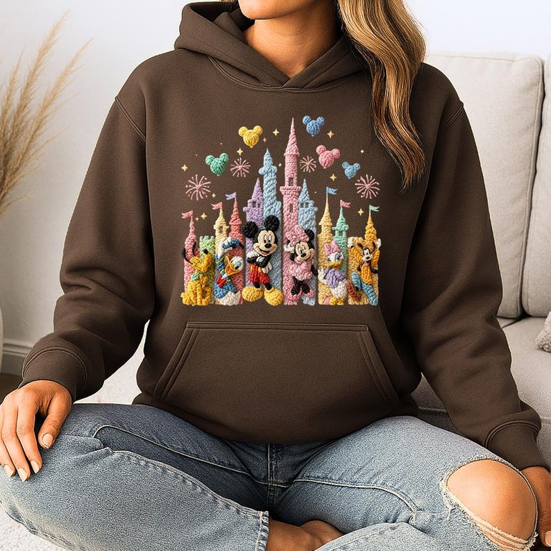 Faux Crochet Mickey Friends Castle - Hoodie GD, Disneyworld Happiest Place on Earth, Disneyland Shirt, Disney Girls Trip Shirt image 5