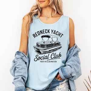 Club Náutico Redneck - Camiseta sin mangas con colores cómodos, ropa divertida de verano, camiseta náutica, regalo para amantes de los barcos, estilo informal de verano, camiseta de música country