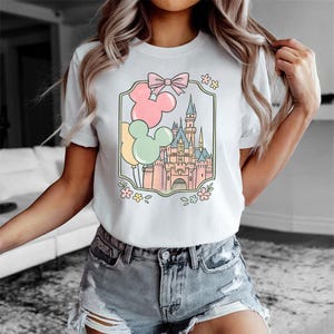 Balony Disney Castle Mouse – Bella Canvas, Koszulka Disney Castle, Wycieczka dla dziewczynek Disney, Magiczny, Najlepszy Dzień w Życiu, Ariel Kopciuszek Elsa zdjęcie 9