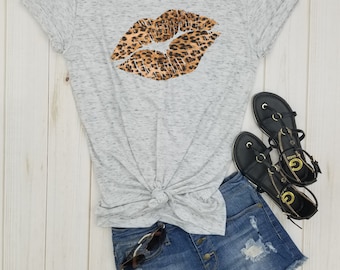 Leopard Lips - Lips Shirt, Mom shirt, Mom life, Cougar shirt, Leopard print, Lucious Lips shirt, Cheetah Print, Red Lips.