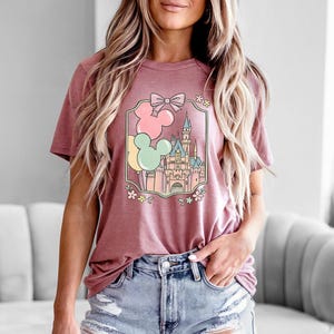 Balony Disney Castle Mouse – Bella Canvas, Koszulka Disney Castle, Wycieczka dla dziewczynek Disney, Magiczny, Najlepszy Dzień w Życiu, Ariel Kopciuszek Elsa zdjęcie 6