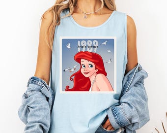 Versión de Ariel 1989 (A) - Camiseta de tirantes Comfort Colors, camiseta de la princesa Ariel de Disney, camiseta de viaje de Disney Girl, camiseta de la sirena Ariel, camiseta de Ariel de Disney