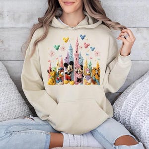 Faux Crochet Mickey Friends Castle - Hoodie GD, Disneyworld Happiest Place on Earth, Disneyland Shirt, Disney Girls Trip Shirt image 1