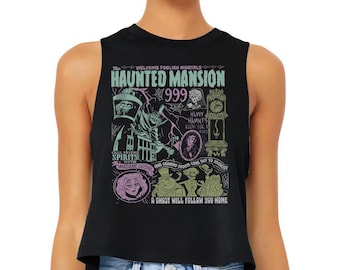 Vintage Haunted Mansion -  Racerback Crop Top Tank, Disney Halloween Haunted Mansion, Mickey and Friends Halloween, Mickey's Halloween Party