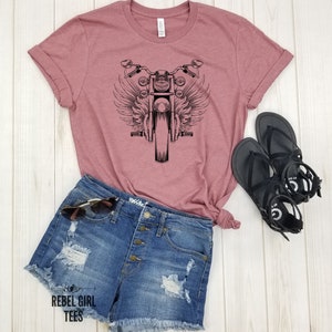 Motorcycle Wings FRONT view - biker shirt, motor bike, Indian motorcycle, motocross, wheelies, biker tee, american motorcycle